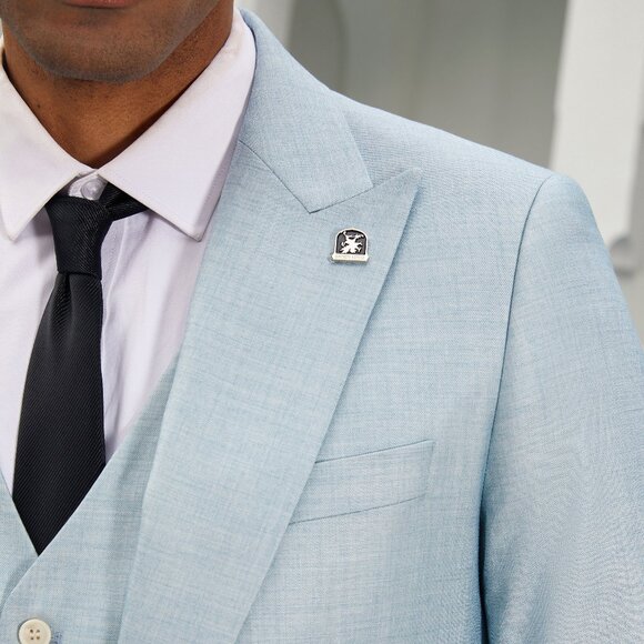 Teal Peak Lapel 3 Piece Stacy Adams Men's Suit - Picture 4 of 6